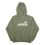 ADIDAS Womens Green Cotton Blend Pullover Hoodie UK 12 Casual Sportswear