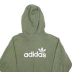 ADIDAS Womens Green Cotton Blend Pullover Hoodie UK 12 Casual Sportswear