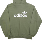 ADIDAS Womens Green Cotton Blend Pullover Hoodie UK 12 Casual Sportswear