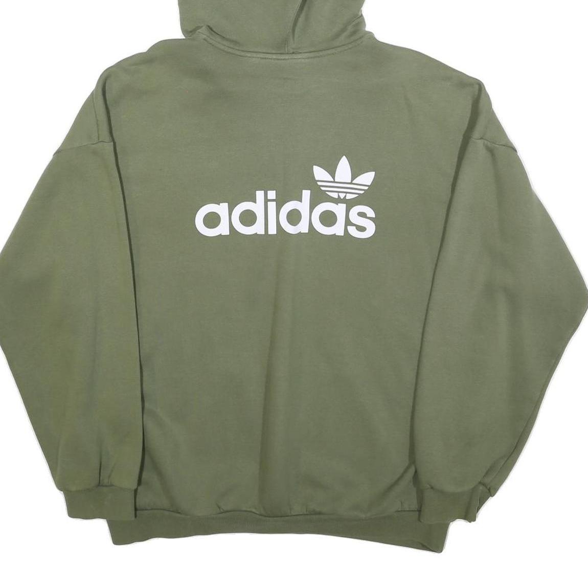ADIDAS Womens Green Cotton Blend Pullover Hoodie UK 12 Casual Sportswear