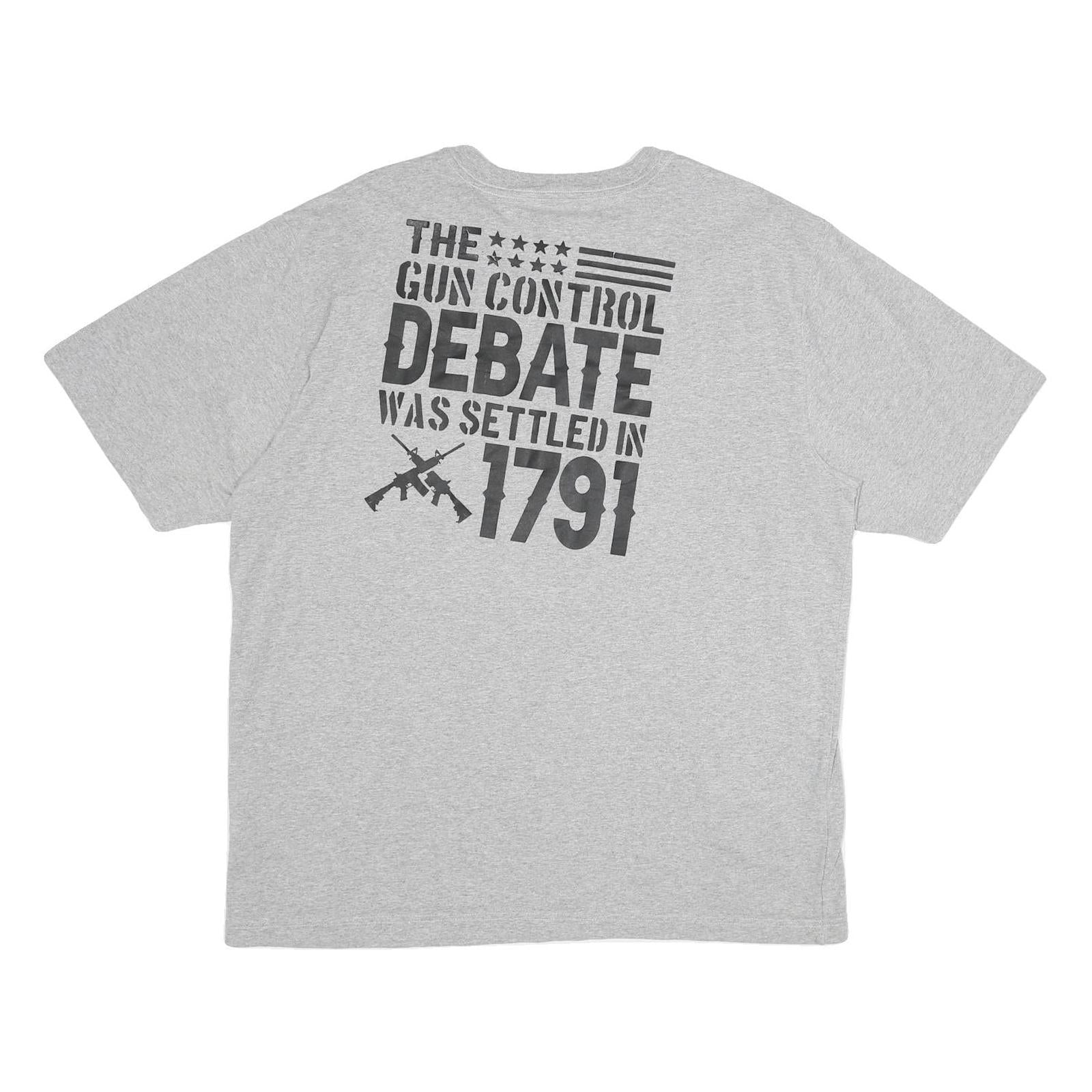CARHARTT Mens Grey Gun Control Debate Graphic T-Shirt L Short Sleeve Crew Neck