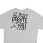 CARHARTT Mens Grey Gun Control Debate Graphic T-Shirt L Short Sleeve Crew Neck