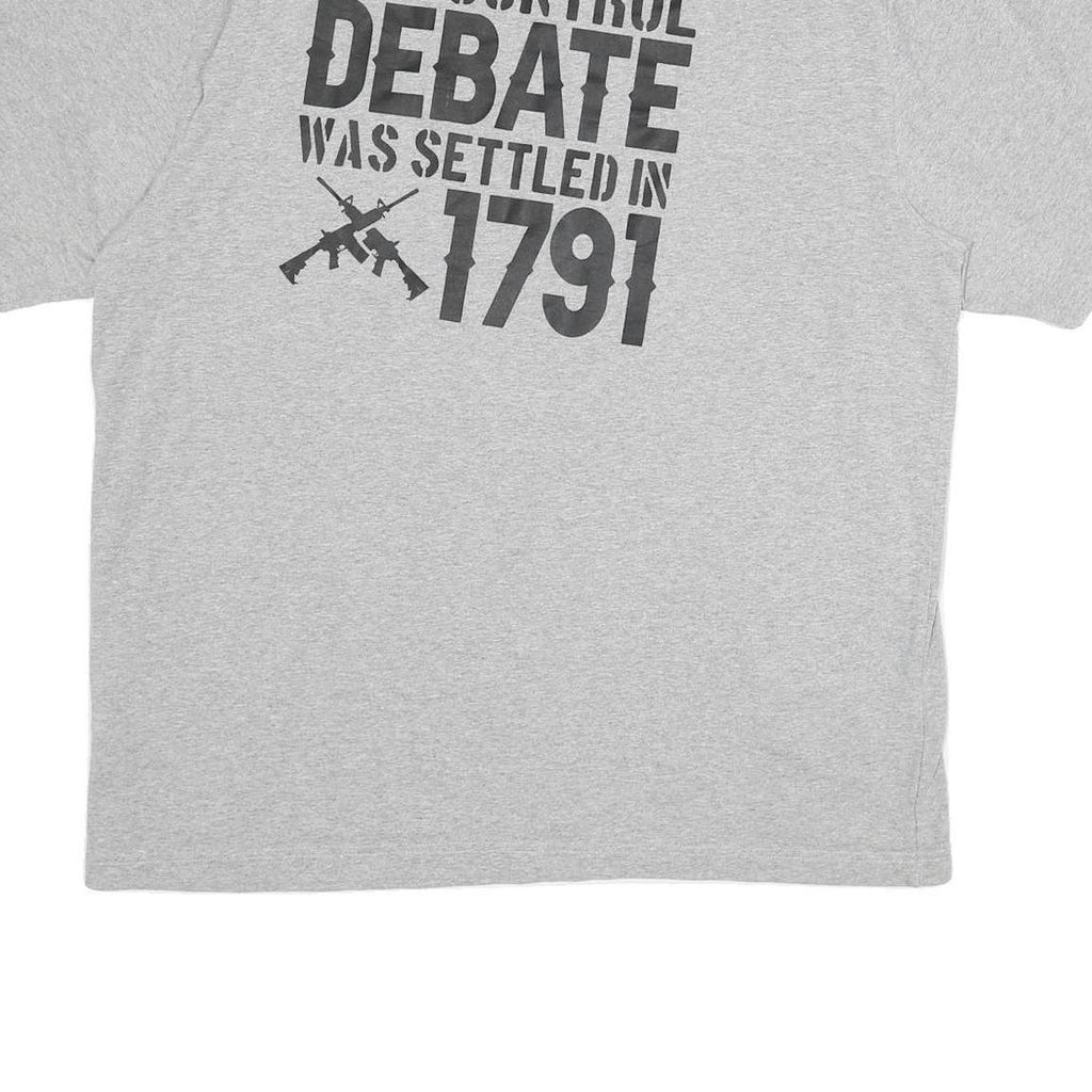 CARHARTT Mens Grey Gun Control Debate Graphic T-Shirt L Short Sleeve Crew Neck