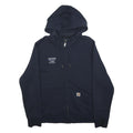CARHARTT Mens Navy Blue Hoodie Zip Up 2XL Madden Plumbing Embroidered