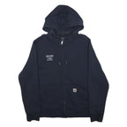 CARHARTT Mens Navy Blue Hoodie Zip Up 2XL Madden Plumbing Embroidered