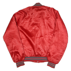 Womens Red Plain Varsity Jacket M Nylon Bomber Zip Retro Casual Lightweight