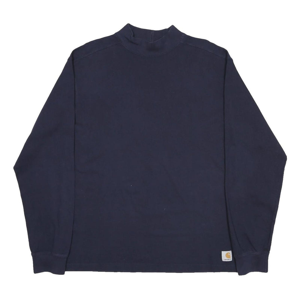 CARHARTT Mens Navy Blue Classic Long Sleeve Crew Neck T-Shirt L Cotton Workwear