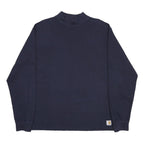 CARHARTT Mens Navy Blue Classic Long Sleeve Crew Neck T-Shirt L Cotton Workwear