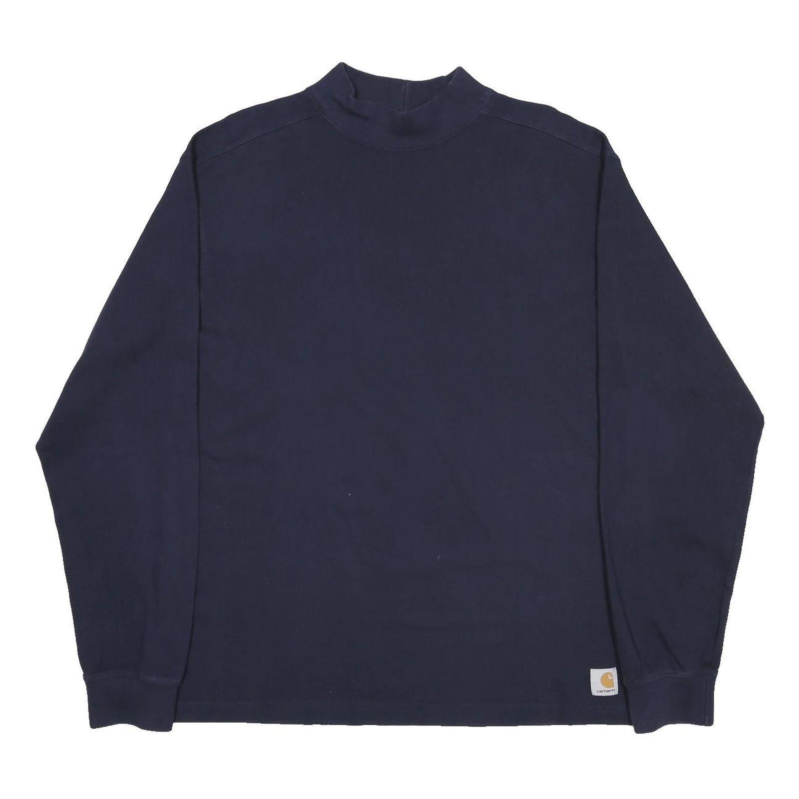 CARHARTT Mens Navy Blue Classic Long Sleeve Crew Neck T-Shirt L Cotton Workwear