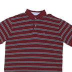 TOMMY HILFIGER Mens Maroon & Blue Striped Short Sleeve Polo Shirt 2XL Cotton