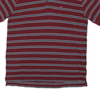 TOMMY HILFIGER Mens Maroon & Blue Striped Short Sleeve Polo Shirt 2XL Cotton