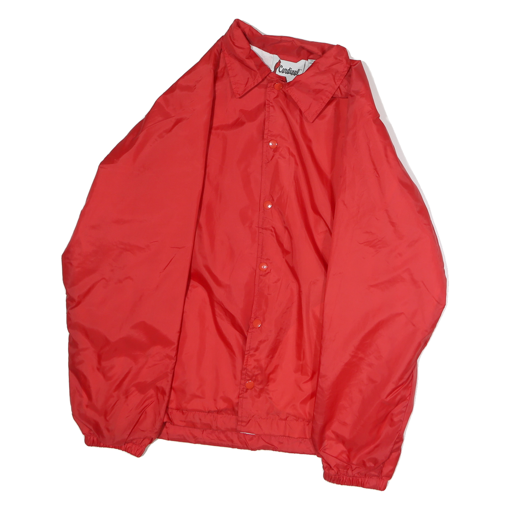 CARDINAL Mens Red Nylon Button Jacket M Plain Lightweight Casual Outerwear