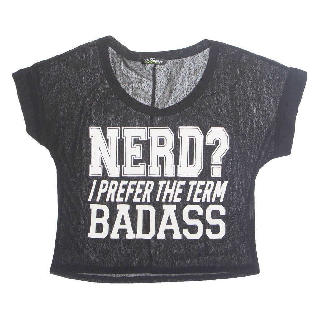 VERT DE RAGE Sheer Netted Cropped Womens T-Shirt Black M