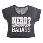 VERT DE RAGE Sheer Netted Cropped Womens T-Shirt Black M