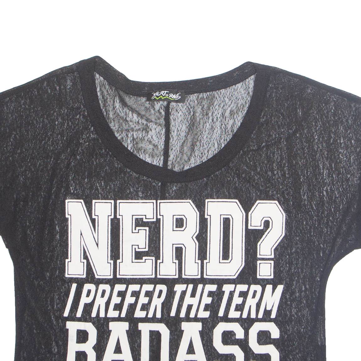 VERT DE RAGE Sheer Netted Cropped Womens T-Shirt Black M