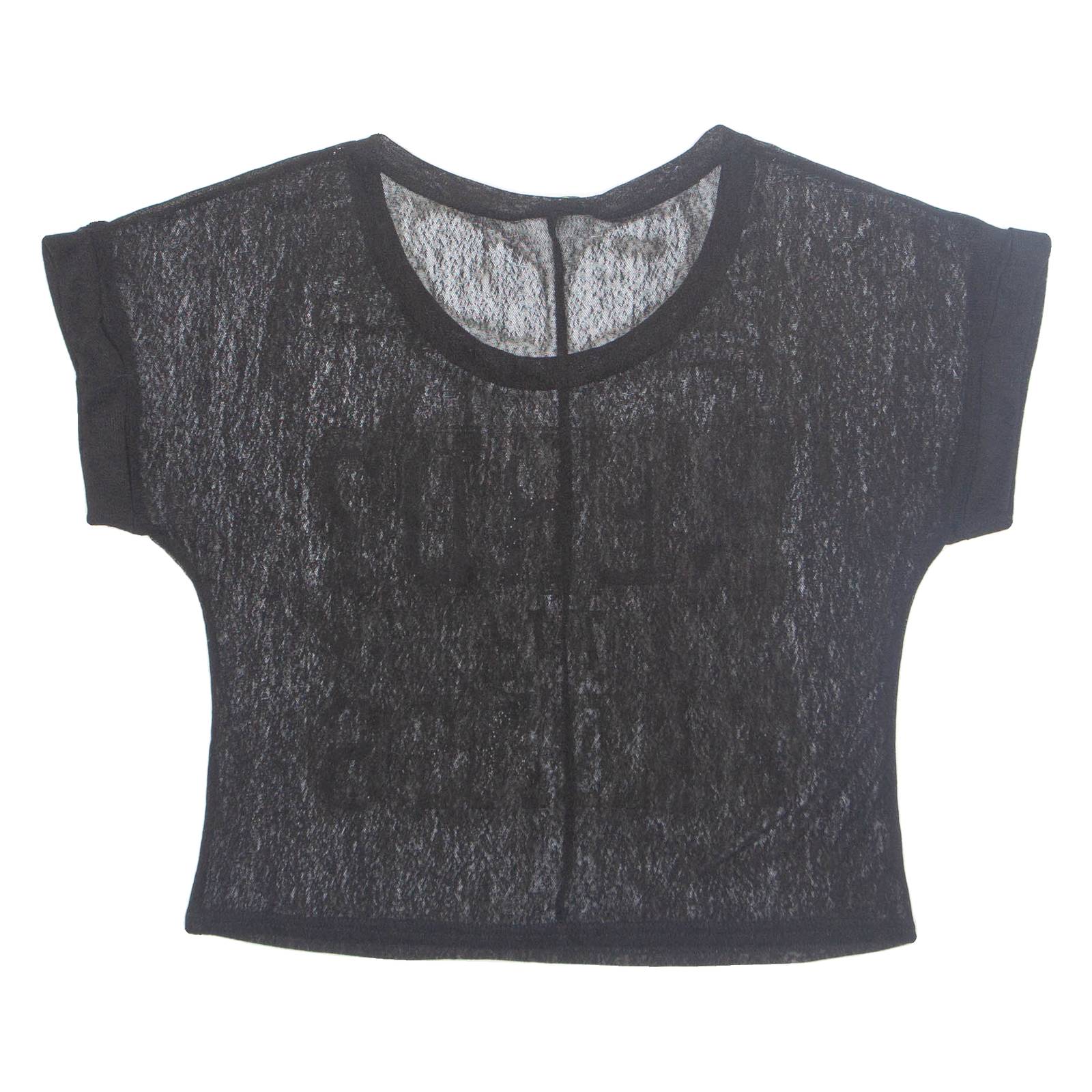 VERT DE RAGE Sheer Netted Cropped Womens T-Shirt Black M