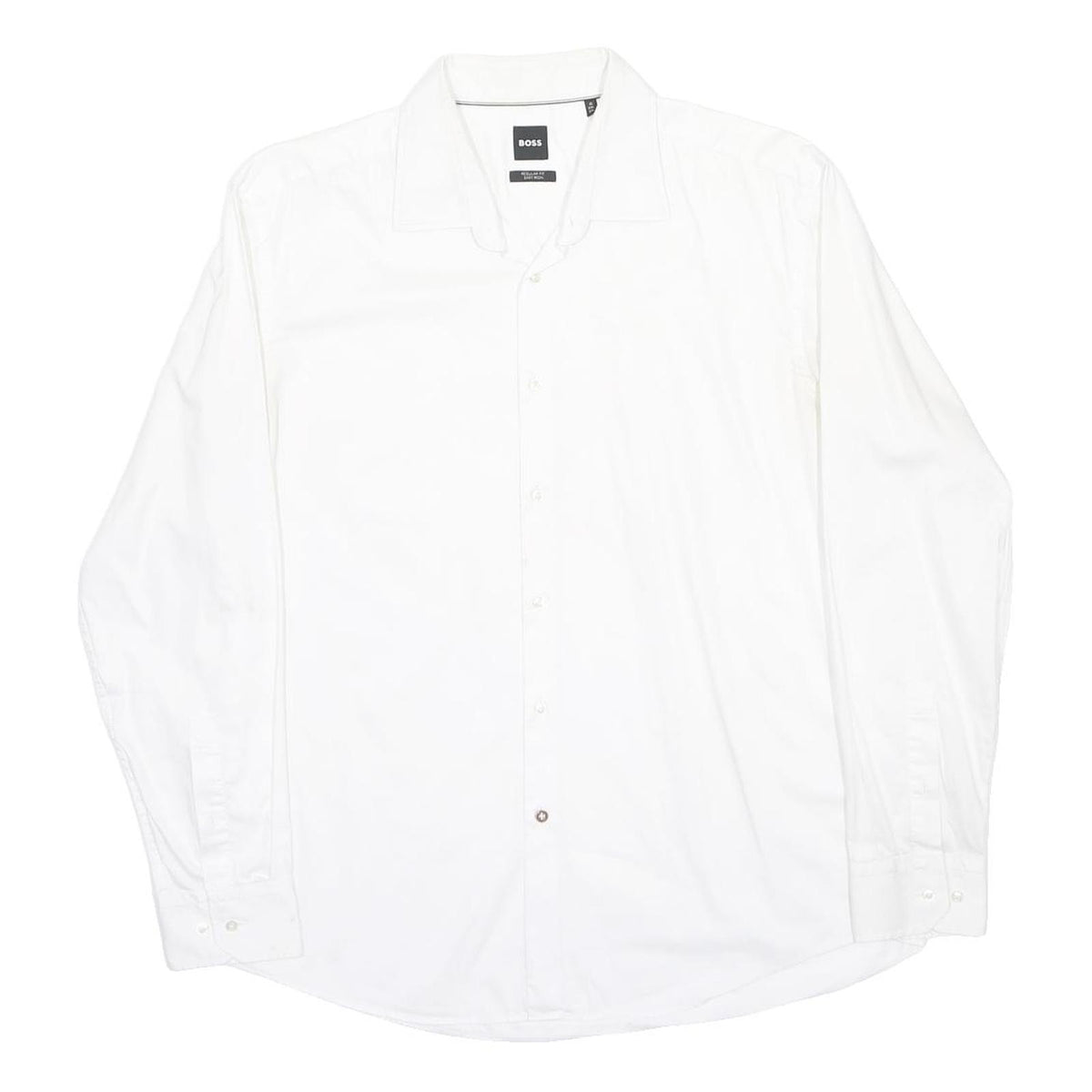 HUGO BOSS Mens White Formal Shirt 2XL Classic Cotton Button Long Sleeve