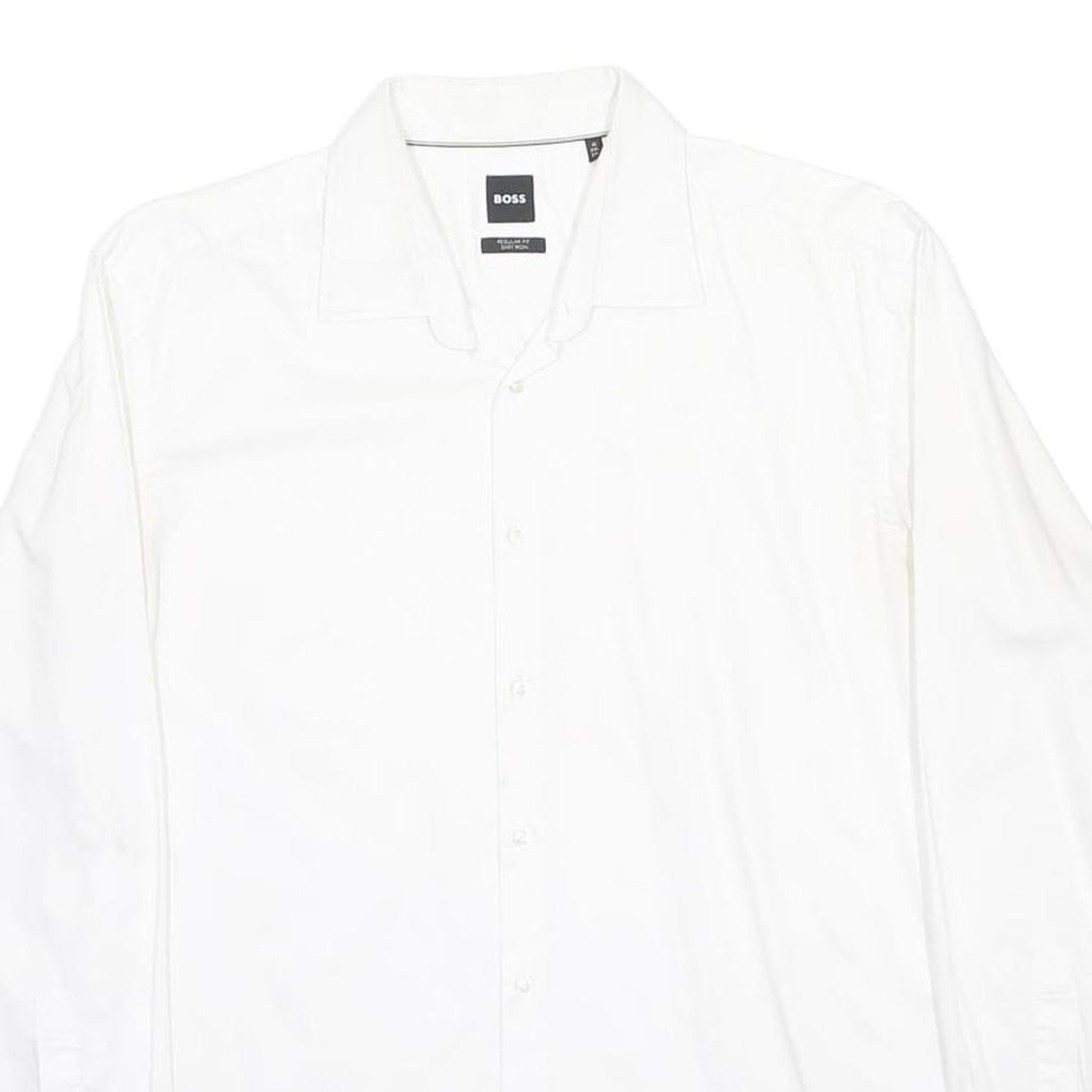HUGO BOSS Mens White Formal Shirt 2XL Classic Cotton Button Long Sleeve
