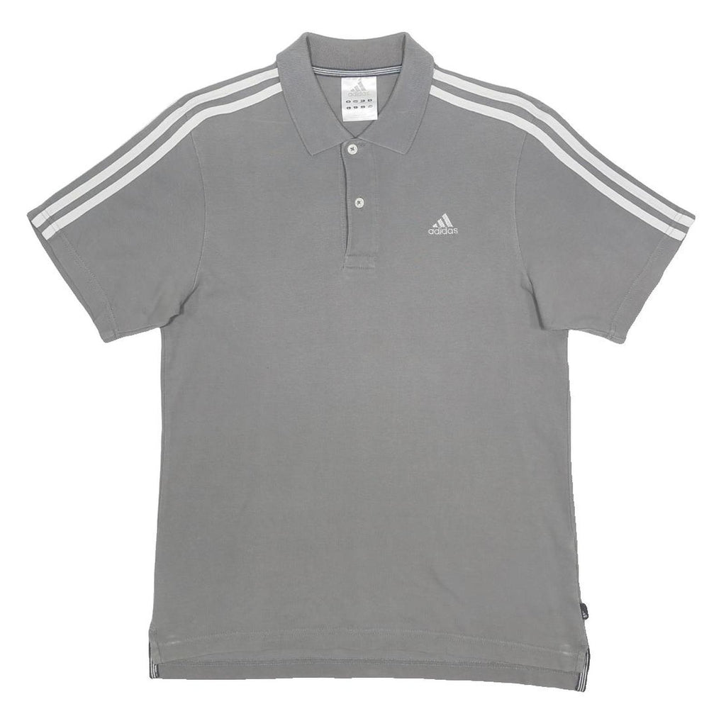 ADIDAS Mens Grey & White Cotton Short Sleeve Polo Shirt S Sports Casual