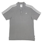 ADIDAS Mens Grey & White Cotton Short Sleeve Polo Shirt S Sports Casual