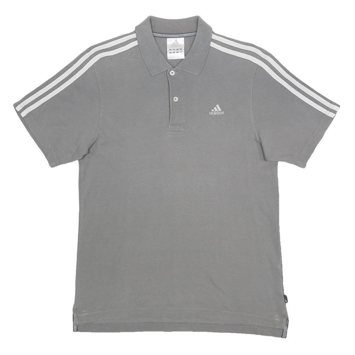 ADIDAS Mens Grey & White Cotton Short Sleeve Polo Shirt S Sports Casual