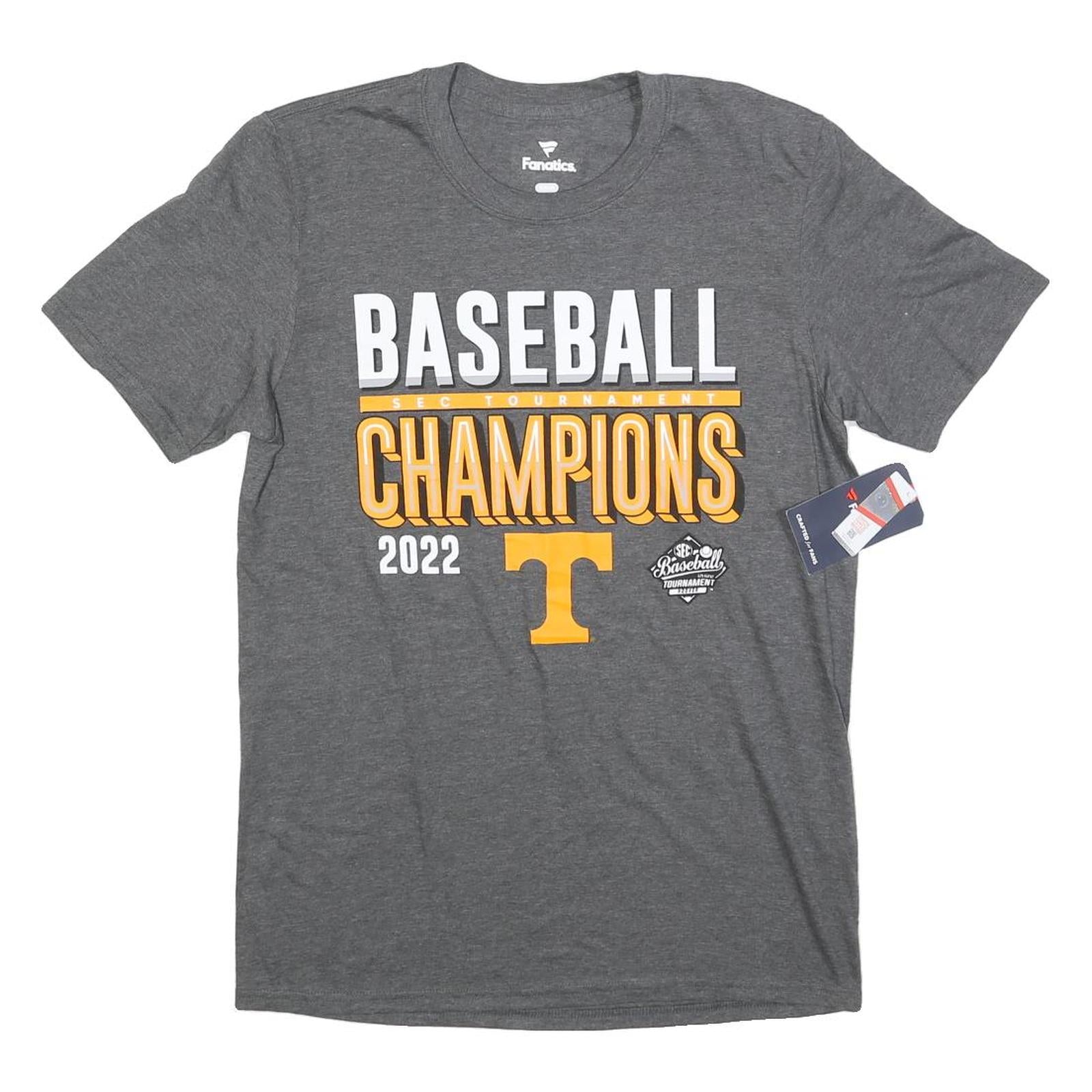 FANATICS Mens Grey Baseball Champions T-Shirt M Short Sleeve Crew Neck Cotton
