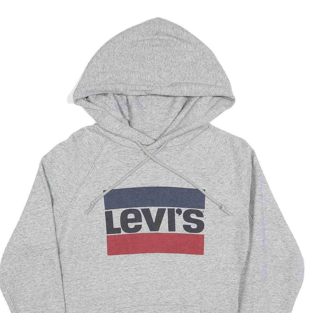 LEVI'S Womens Grey Cotton Blend Logo Pullover Hoodie S Casual Sweatshirt