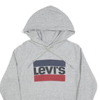 LEVI'S Womens Grey Cotton Blend Logo Pullover Hoodie S Casual Sweatshirt