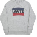 LEVI'S Womens Grey Cotton Blend Logo Pullover Hoodie S Casual Sweatshirt