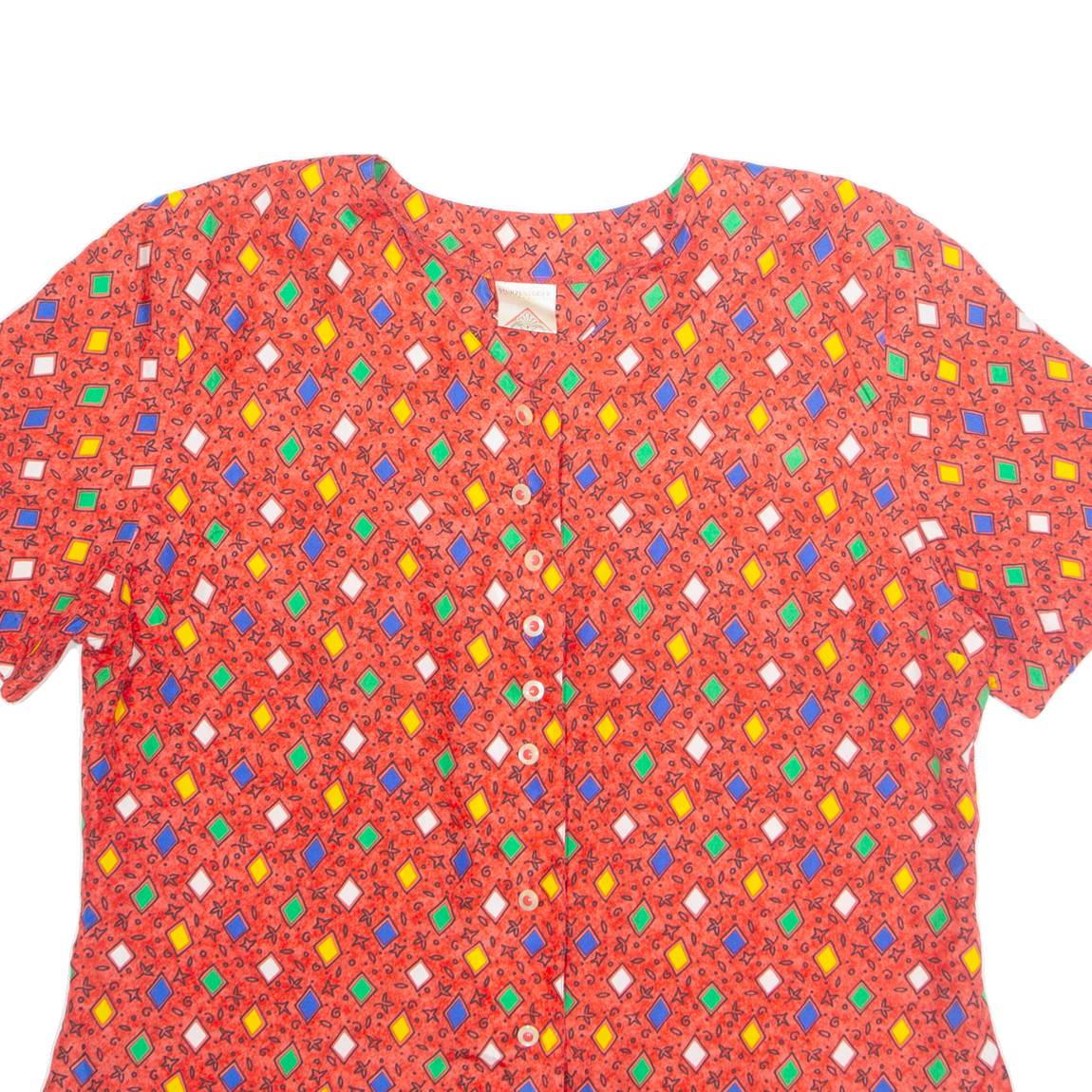 STURZENEGGER Womens Printed Blouse Red 90s Silk Geometric L