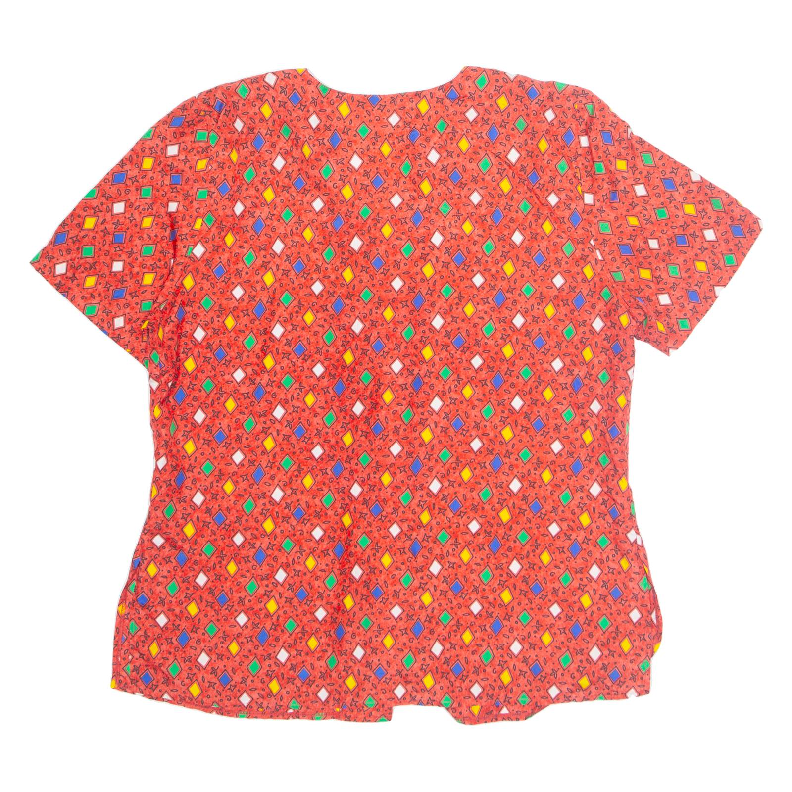 STURZENEGGER Womens Printed Blouse Red 90s Silk Geometric L
