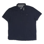 TOMMY HILFIGER Mens Blue Polo Shirt L Classic Cotton Blend Short Sleeve Casual