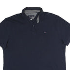 TOMMY HILFIGER Mens Blue Polo Shirt L Classic Cotton Blend Short Sleeve Casual