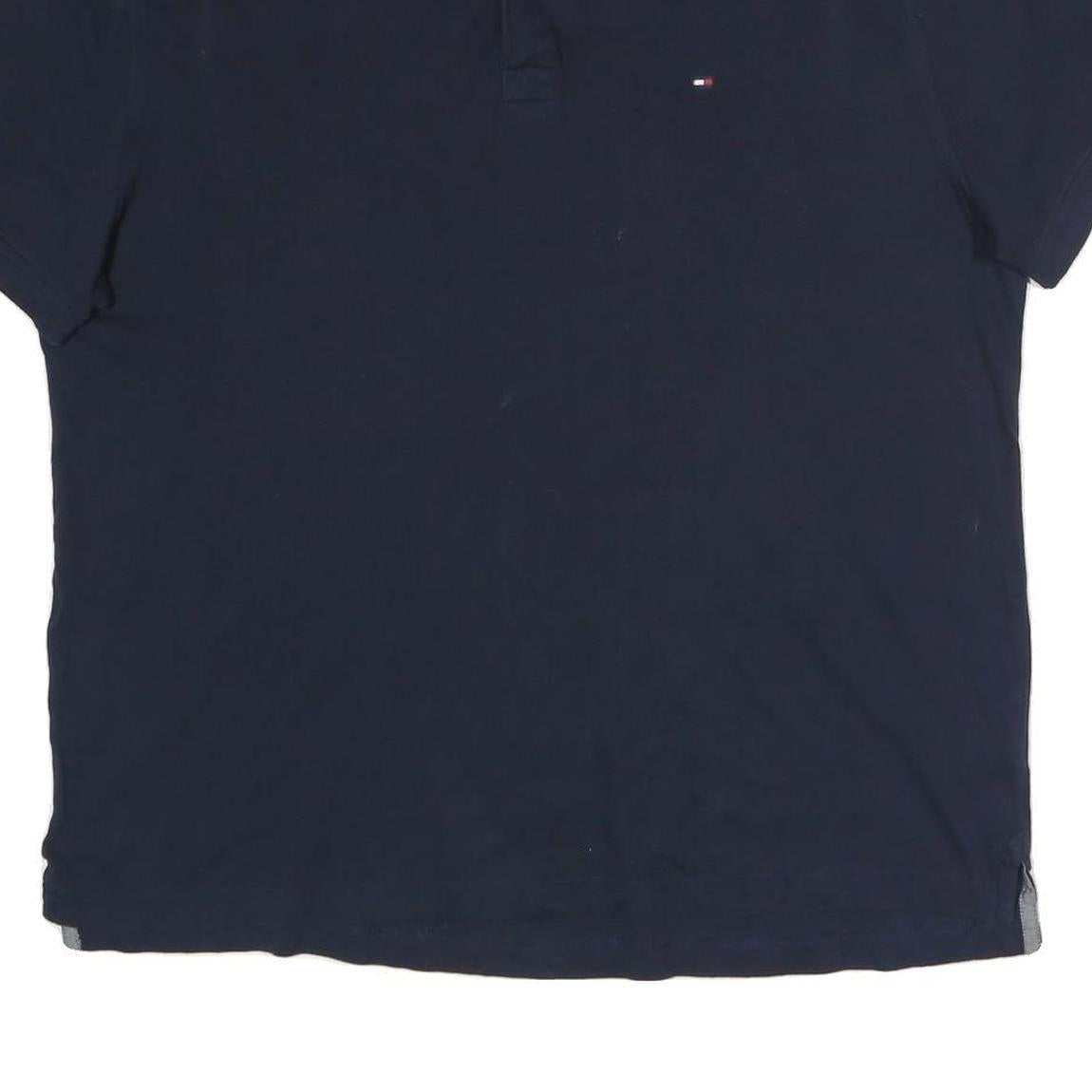 TOMMY HILFIGER Mens Blue Polo Shirt L Classic Cotton Blend Short Sleeve Casual
