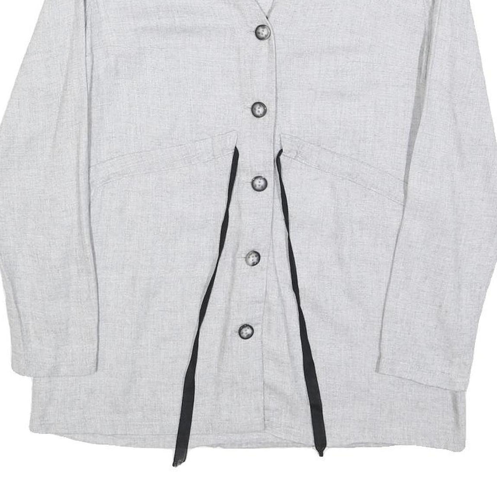 PAULA JANZ Womens Grey Wool Blend Button Top Long Sleeve V-Neck XS Stylish