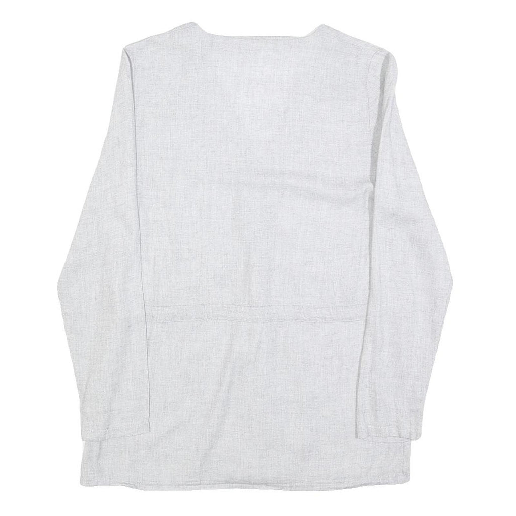 PAULA JANZ Womens Grey Wool Blend Button Top Long Sleeve V-Neck XS Stylish