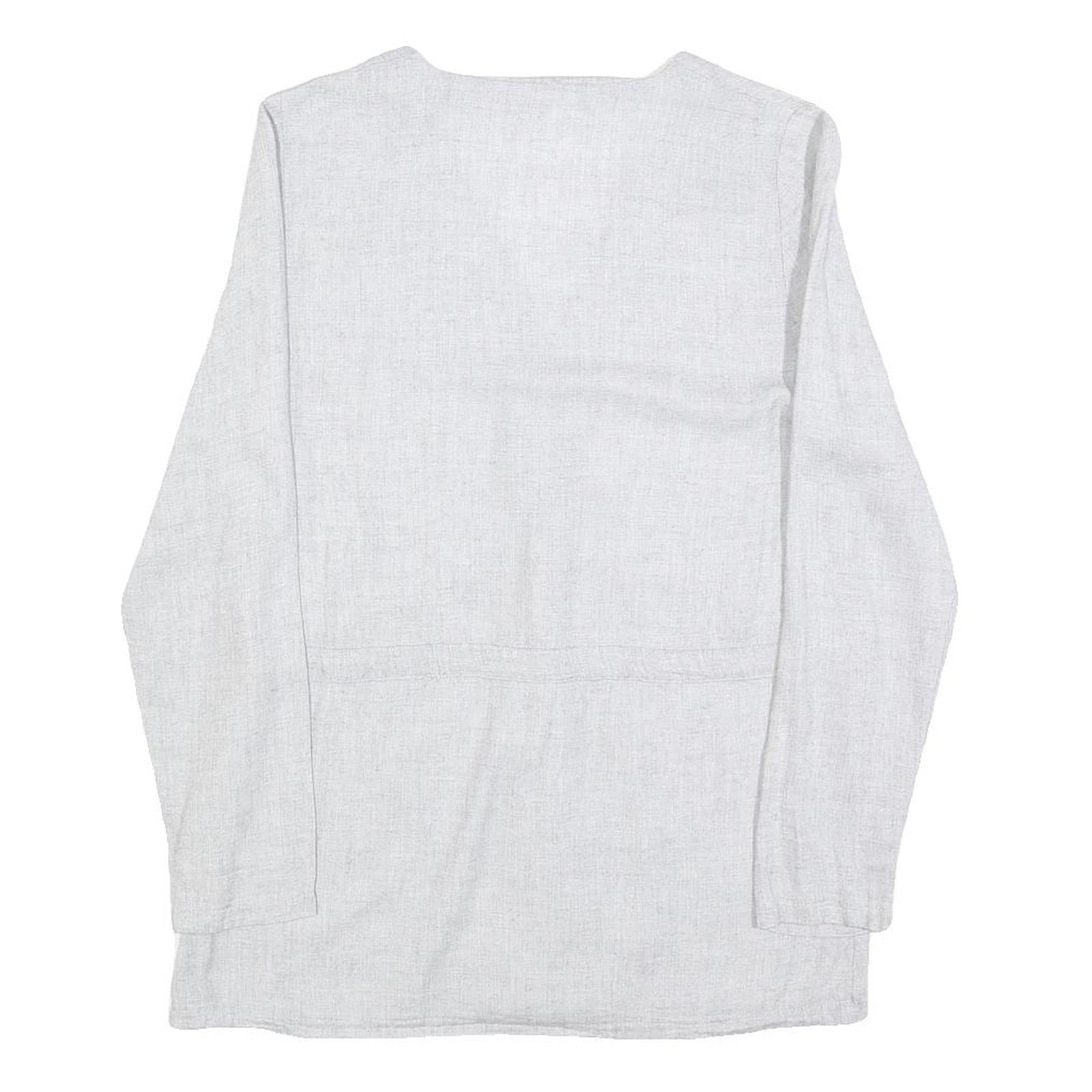 PAULA JANZ Womens Grey Wool Blend Button Top Long Sleeve V-Neck XS Stylish