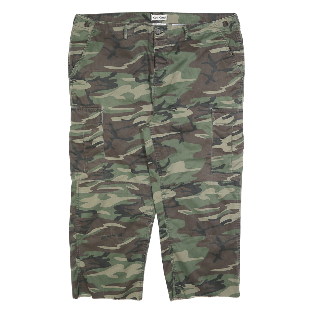 ESSE EMME Mens Cotton Blend Green Camouflage Relaxed Cargo Trousers W42 L25