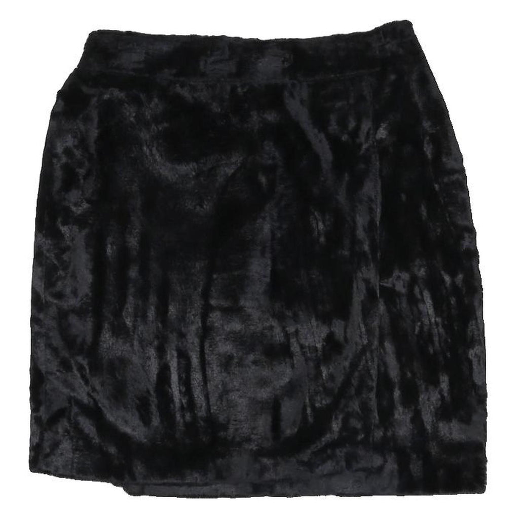 VERSACE Womens Black Mini Skirt Viscose Blend Soft Plush Fabric S