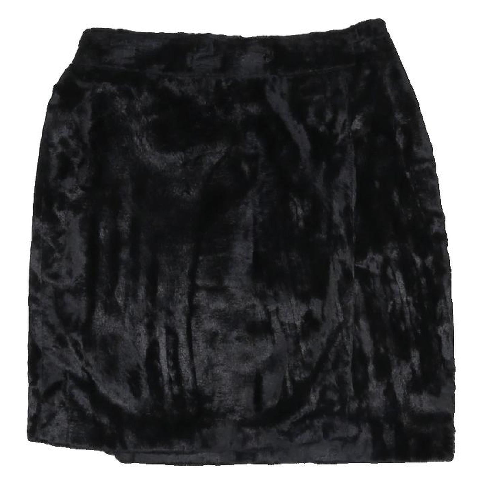 VERSACE Womens Black Mini Skirt Viscose Blend Soft Plush Fabric S