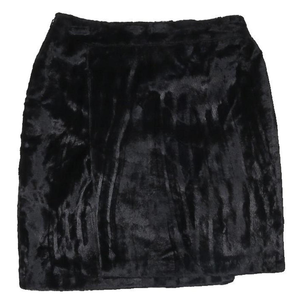 VERSACE Womens Black Mini Skirt Viscose Blend Soft Plush Fabric S
