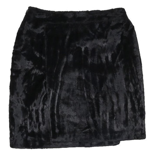 VERSACE Womens Black Mini Skirt Viscose Blend Soft Plush Fabric S