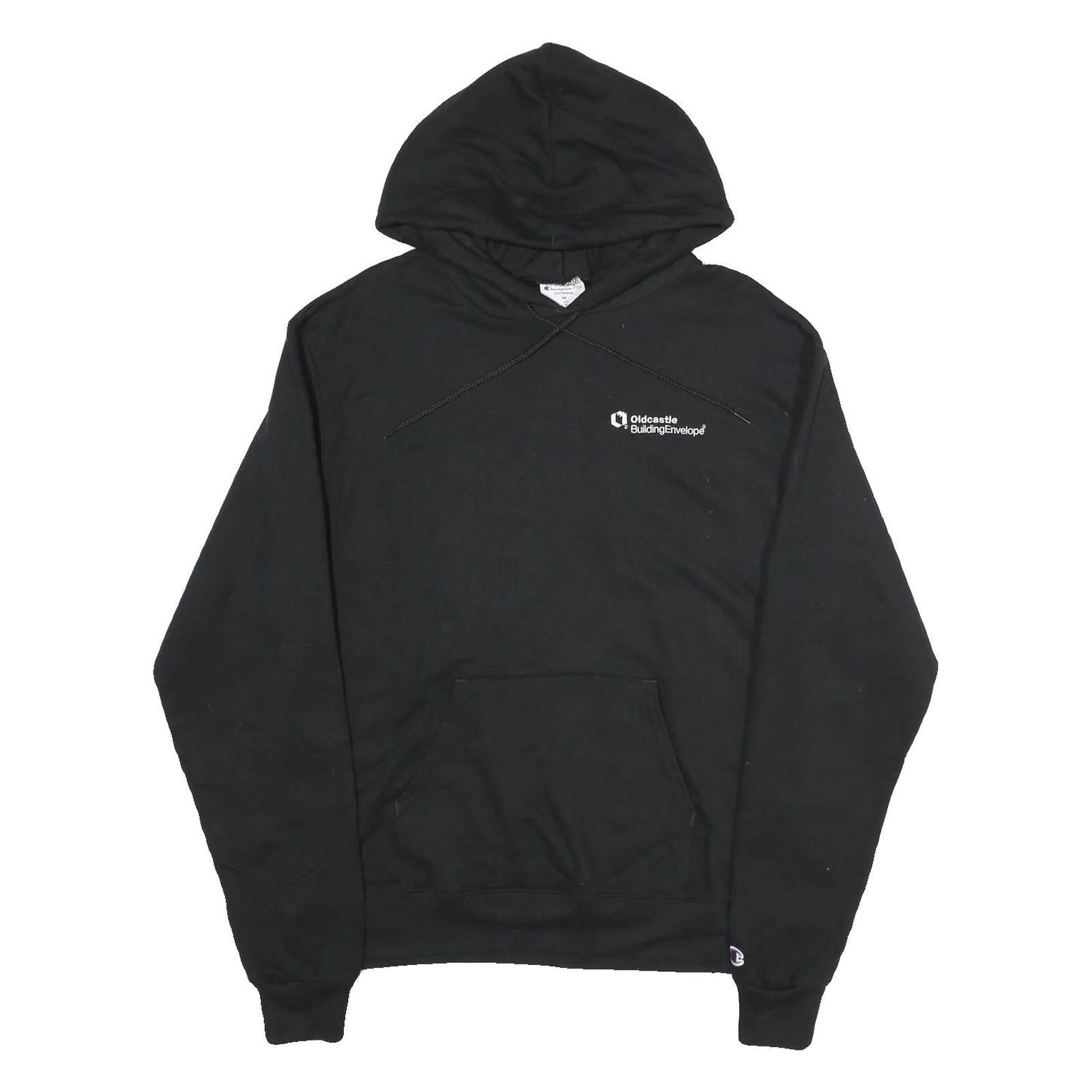 CHAMPION Mens Black Hoodie M Cotton Pullover Hooded Sweatshirt Pocket