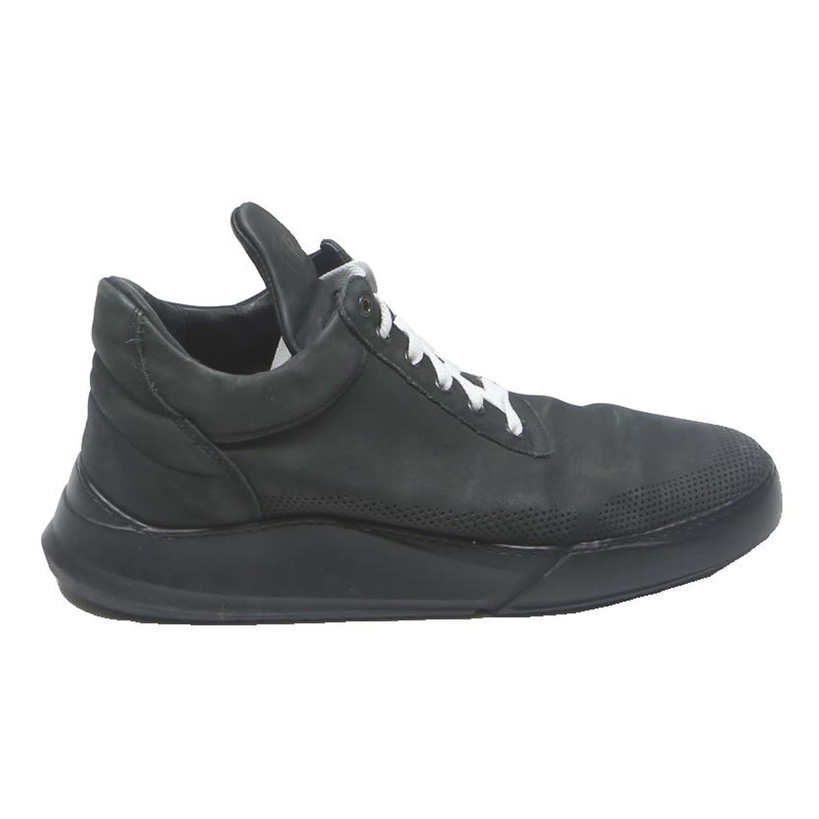 FILLING PIECES Low Top Mens Trainers Black Leather UK 8 Casual Urban Footwear