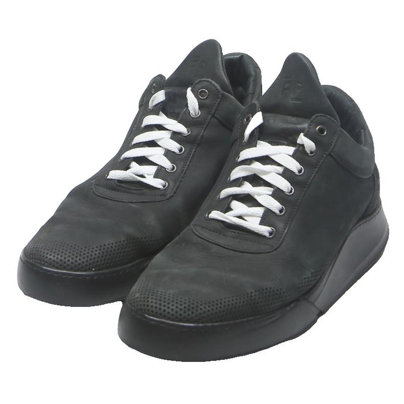 FILLING PIECES Low Top Mens Trainers Black Leather UK 8 Casual Urban Footwear