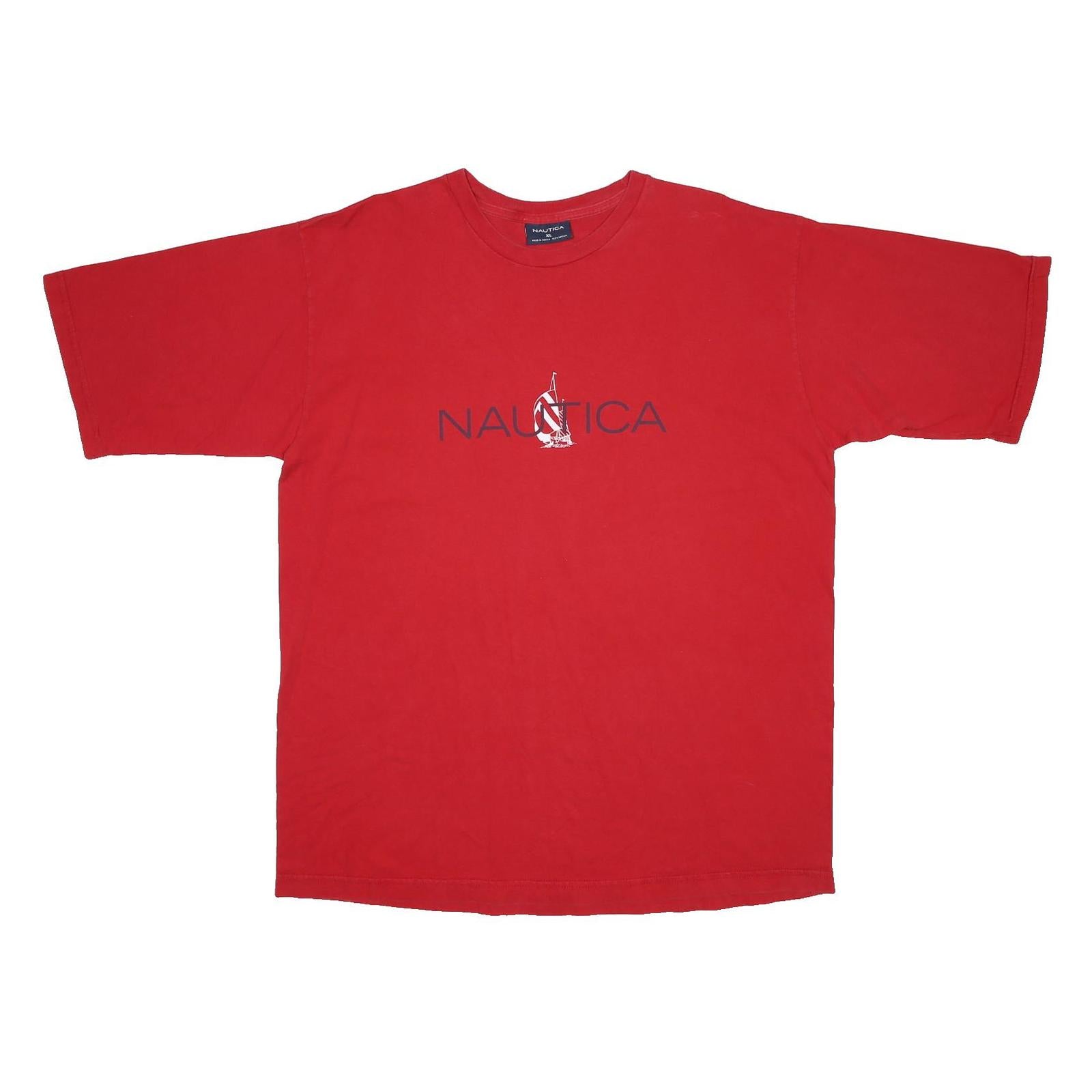 NAUTICA Mens Red Cotton Graphic T-Shirt XL Short Sleeve Crew Neck Casual