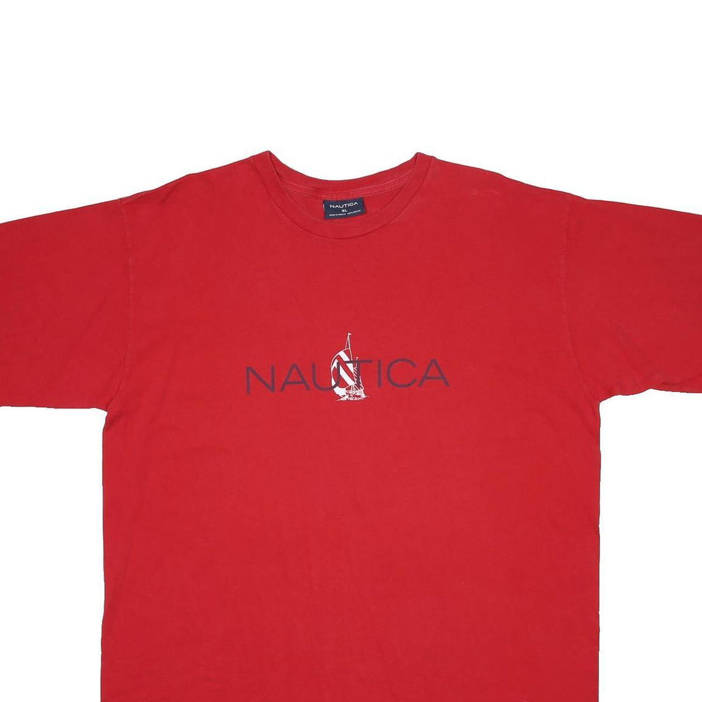 NAUTICA Mens Red Cotton Graphic T-Shirt XL Short Sleeve Crew Neck Casual