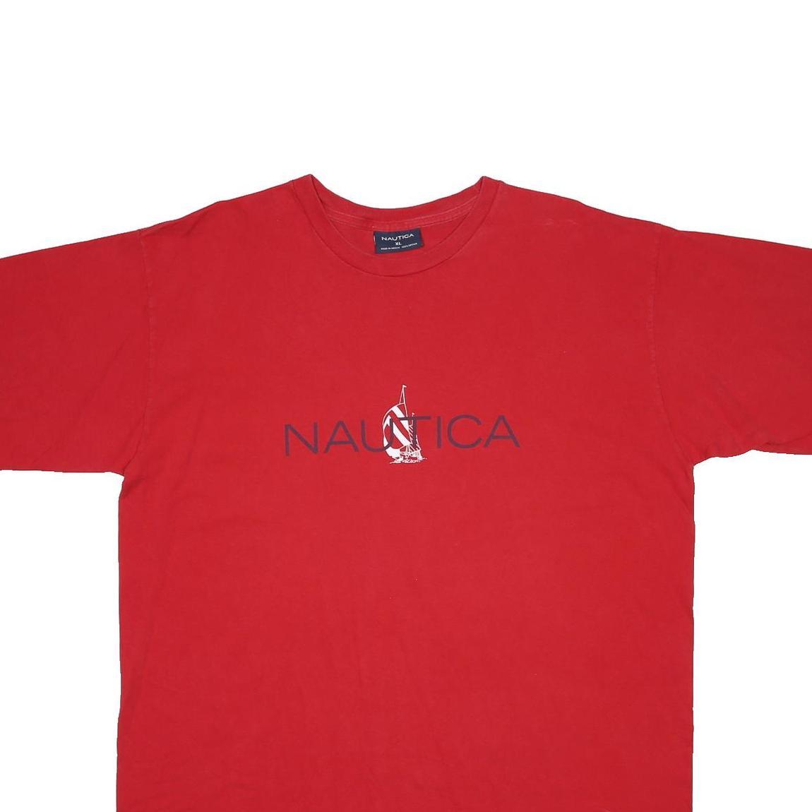 NAUTICA Mens Red Cotton Graphic T-Shirt XL Short Sleeve Crew Neck Casual