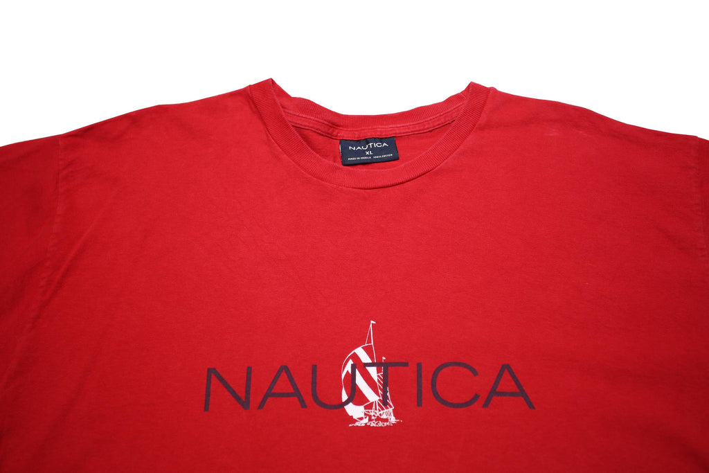 NAUTICA Mens Red Cotton Graphic T-Shirt XL Short Sleeve Crew Neck Casual