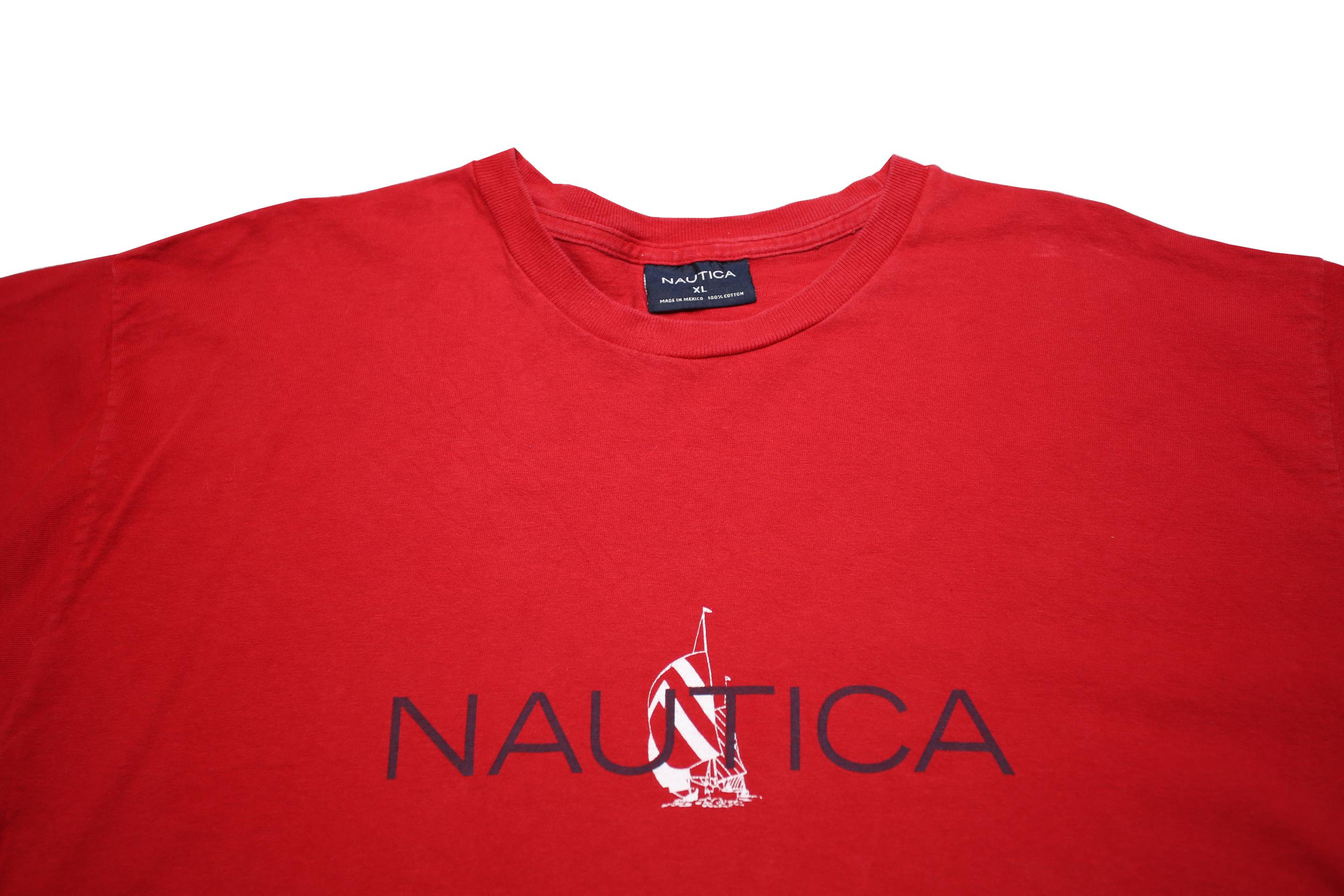 NAUTICA Mens Red Cotton Graphic T-Shirt XL Short Sleeve Crew Neck Casual